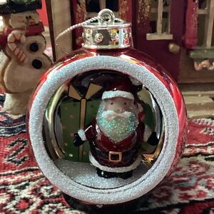 Santa Claus Holiday Ornament with Red and Silver Accents